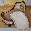Load image into Gallery viewer, Pink & Gold Hand Carved Upholstered Rococo Style Miniature Bed with Petit Point