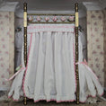 Load image into Gallery viewer, Pink & White Victorian Miniature Brass and Wood Canopy Bed Lace Curtains Floral Beads