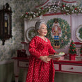 Load image into Gallery viewer, Figure in a red dress with white polka dots in a decorated room