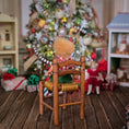 Load image into Gallery viewer, back view of Christmas elf with glasses by artist Cynthia Baron, in chair