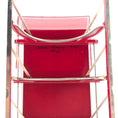 Load image into Gallery viewer, Red metal chair with 'Carol Hardy 1995 #21' written on it, against a white background.