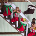 Load image into Gallery viewer, Red Christmas Stocking with Lace Cuff, Red Bow & Teddy Bear (Candy Cane Left Paw)