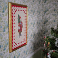 Load image into Gallery viewer, Framed miniature embroidered Victorian Santa Claus, view from side