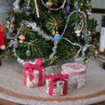 Load image into Gallery viewer, trio of hand wrapped round gift boxes miniature dollhouse Christmas