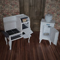 Load image into Gallery viewer, Retro Metal 1920s Roper Range Stove & GE Monitor Top Refrigerator Set