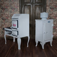 Load image into Gallery viewer, Retro Metal 1920s Roper Range Stove & GE Monitor Top Refrigerator Set