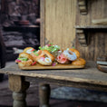 Load image into Gallery viewer, Brunch Bagel Charcuterie Serving Board on a wooden table