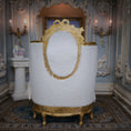 Load image into Gallery viewer, Decorative bed from bckside with gold accents in an ornate room