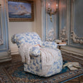 Load image into Gallery viewer, Decorative armchair with toile pattern in a ornately decorated room.