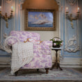 Load image into Gallery viewer, Decorative armchair with floral pattern in a room with ornate walls and a painting.