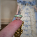 Load image into Gallery viewer, Teresa Welch Scalloped Rim Green Gilt Bowl with Pink Roses, 1999