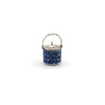 Load image into Gallery viewer, Small blue speckled jar with a silver lid on a white background
