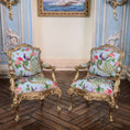 Load image into Gallery viewer, John J. Hodgson Gold-Leafed Peacock Upholstered Settee & Armchairs 3-Piece Living Room Set