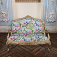 Load image into Gallery viewer, John J. Hodgson Gold-Leafed Peacock Upholstered Settee & Armchairs 3-Piece Living Room Set