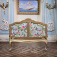 Load image into Gallery viewer, John J. Hodgson Gold-Leafed Peacock Upholstered Settee & Armchairs 3-Piece Living Room Set