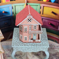 Load image into Gallery viewer, Laura Eppich 1:144 Pink Victorian Dollhouse on Hand Painted 1:12 Blue Table