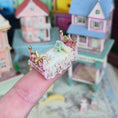 Load image into Gallery viewer, Vintage Artisan Pink & Gold Dressed Bed with Teddy Bear 1:48 Scale Nursery Toy