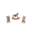 Load image into Gallery viewer, Pink & Gold Nursery Furniture Set with Rocking Horse & Teddy Chairs 1:48 Scale Vintage Artisan