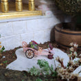 Load image into Gallery viewer, Parisian Pink Easter Bunny Cart with Chocolate Egg & Floral Details