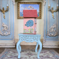 Load image into Gallery viewer, Laura Eppich 1:144 Pink Victorian Dollhouse on Hand Painted 1:12 Blue Table