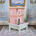 Load image into Gallery viewer, Hemy Eppich Grand Pink & White 1:144 Scale Dollhouse on Painted Table Nursery Display