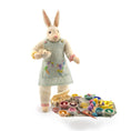 Load image into Gallery viewer, OOAK Easter Bunny Anthropomorphic Dollhouse Doll with Egg Dyeing Diorama Scene