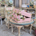 Load image into Gallery viewer, Pink Faux Leather Chest Filled with Sculpted Porcelain Roses Miniature Japan