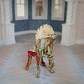 Load image into Gallery viewer, Pamela Goldman Coral-Red Shell Dining Set with Glass Top OOAK