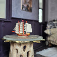 Load image into Gallery viewer, Three-Masted Clipper Ship Red & White Dollhouse Miniature