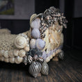 Load image into Gallery viewer, RARE Pamela Goldman Shell-Encrusted Bed with Woven Raffia Coverlet