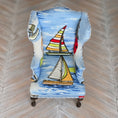 Load image into Gallery viewer, Alice Fine Colorful Nautical Sailboat Upholstered Wingback Armchair