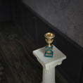 Load image into Gallery viewer, David Iriarte Classical Brass Campana Urn on Enameled Green Marble Pedestal