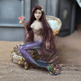 Load image into Gallery viewer, Sitting Mermaid Porcelain Doll with Iridescent Tail, Bespaq Barstool, Sipping a Martini