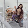 Load image into Gallery viewer, Sitting Mermaid Porcelain Doll with Iridescent Tail, Bespaq Barstool, Sipping a Martini