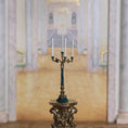 Load image into Gallery viewer, David Iriarte Four-Arm Gilt Candelabra with Green Enamel Faux Marble Column A