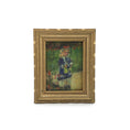 Load image into Gallery viewer, Seana Gallagher “Girl with a Watering Can” Framed Impressionist Miniature Painting After Renoir