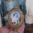 Load image into Gallery viewer, Ornately Framed Antique Oval Portrait of Edwardian Lady with Dove Real Miniature Painting