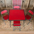 Load image into Gallery viewer, Retro Vintage Red Functional Folding Card Table & Chairs Set Classic Miniatures (1993)