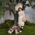 Load image into Gallery viewer, Artisan Signed Miniature Wicker Picnic Basket Set with Accessories Red Floral