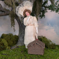 Load image into Gallery viewer, Artisan Signed Miniature Wicker Picnic Basket Set with Accessories Red Floral