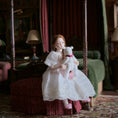 Load image into Gallery viewer, Leanna Kirsch Miniature White Wool Teddy Bear with Silk Ribbon