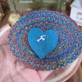 Load image into Gallery viewer, Kay’s Bears Blue Mohair Teddy Bear with Braided Farmhouse Rug