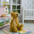Load image into Gallery viewer, OOAK Miniature Brown Tousled Burlap & Mohair Teddy Bear Nursery Toy