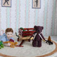 Load image into Gallery viewer, World of Miniature Bears Burgundy Wool Jointed Toy Teddy Bear Signed OOAK
