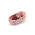 Load image into Gallery viewer, Tiny Catherine Muniere Infant Baby Girl Clay Doll w Bottle, Bassinet, Hand Knit Clothes