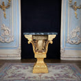Load image into Gallery viewer, Italian Rococo William Kent Style Console Heavy Gold Plated Metal Table w Faux Marble