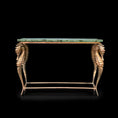 Load image into Gallery viewer, Fatima Dona Seahorse Console Table Sculpted Bronze w Green Marble Top OOAK
