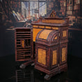 Load image into Gallery viewer, RESERVED FOR RICK: Vintage Gilbert Mena Burlwood Wooten Desk Artisan Miniature Secretary Cabinet