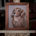 Load image into Gallery viewer, Masaya Okada Long-Haired Dachshund Framed Oil Painting Pet Portrait Hand Signed