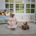 Load image into Gallery viewer, RESERVED JULIE D Le Coffre d'Emilie OOAK Edwardian Teddy Bear Sisters with Wagon France